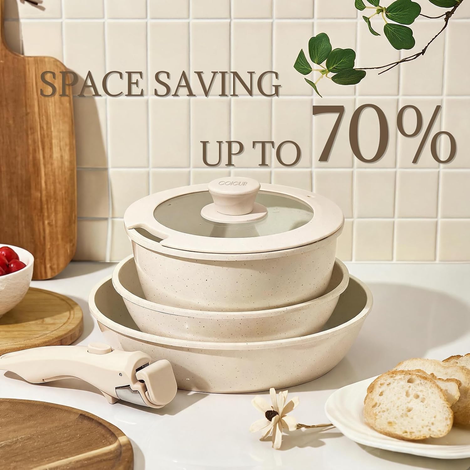 Thumbnail 6 de Coicur Ceramic 8Pc Cookware Set 70% Space Saver
