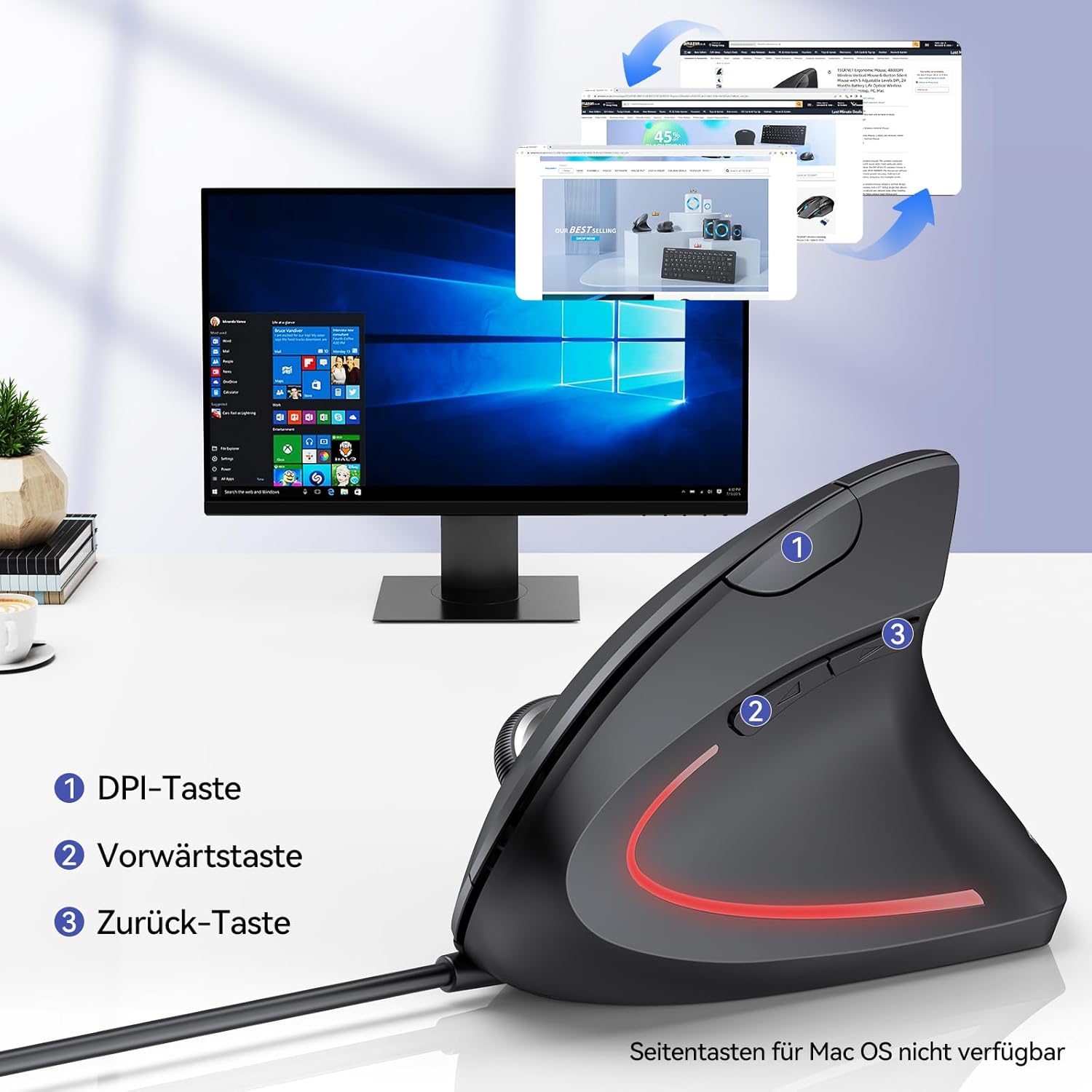 Thumbnail 4 de TECKNET Ergonomische Maus 6400 DPI