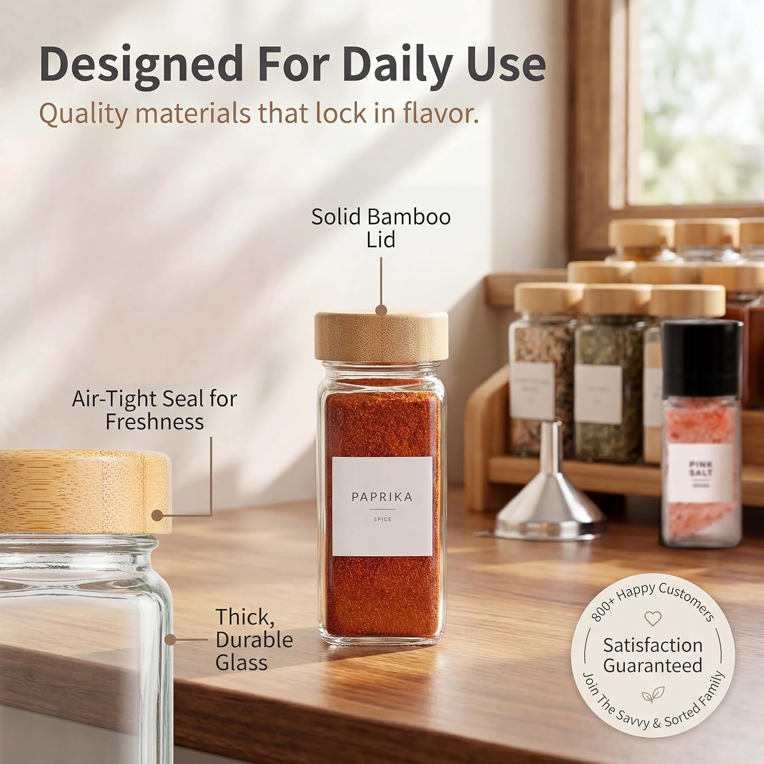 Detalle 2 de SAVVY & SORTED Glass Spice Jars 4 oz