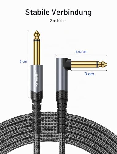 Thumbnail 5 de JSAUX Gitarrenkabel 3 m – Rechtwinkliges 6,35 mm TS Instrumentenkabel mit Nylonbeschichtung