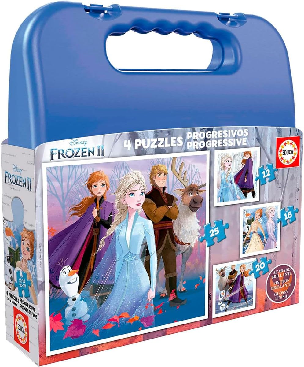 Educa Malette 4 puzzles progressifs La Reine des Neiges II (12-16-20-25 pièces) dès 3 ans