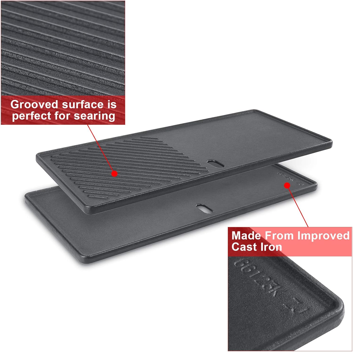 Thumbnail 3 de GFTIME Gusseisen Grillrost & Grillplatte 43 x 72,5 cm für Gasgrill-Zubehör (u. a. Charbroil Advantage 225s, Enders…)