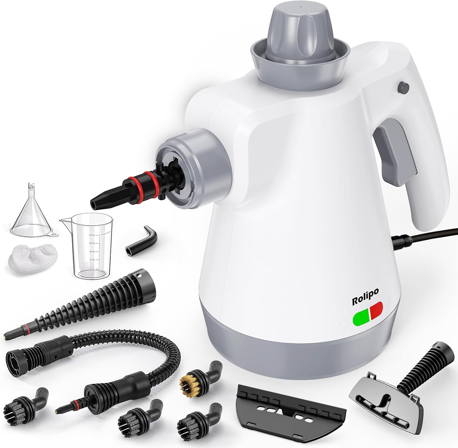 Rolipo Dampfreiniger Handgerät mit 12-Teiligem Zubehör – 1050W, 135°C, chemiefrei reinigen