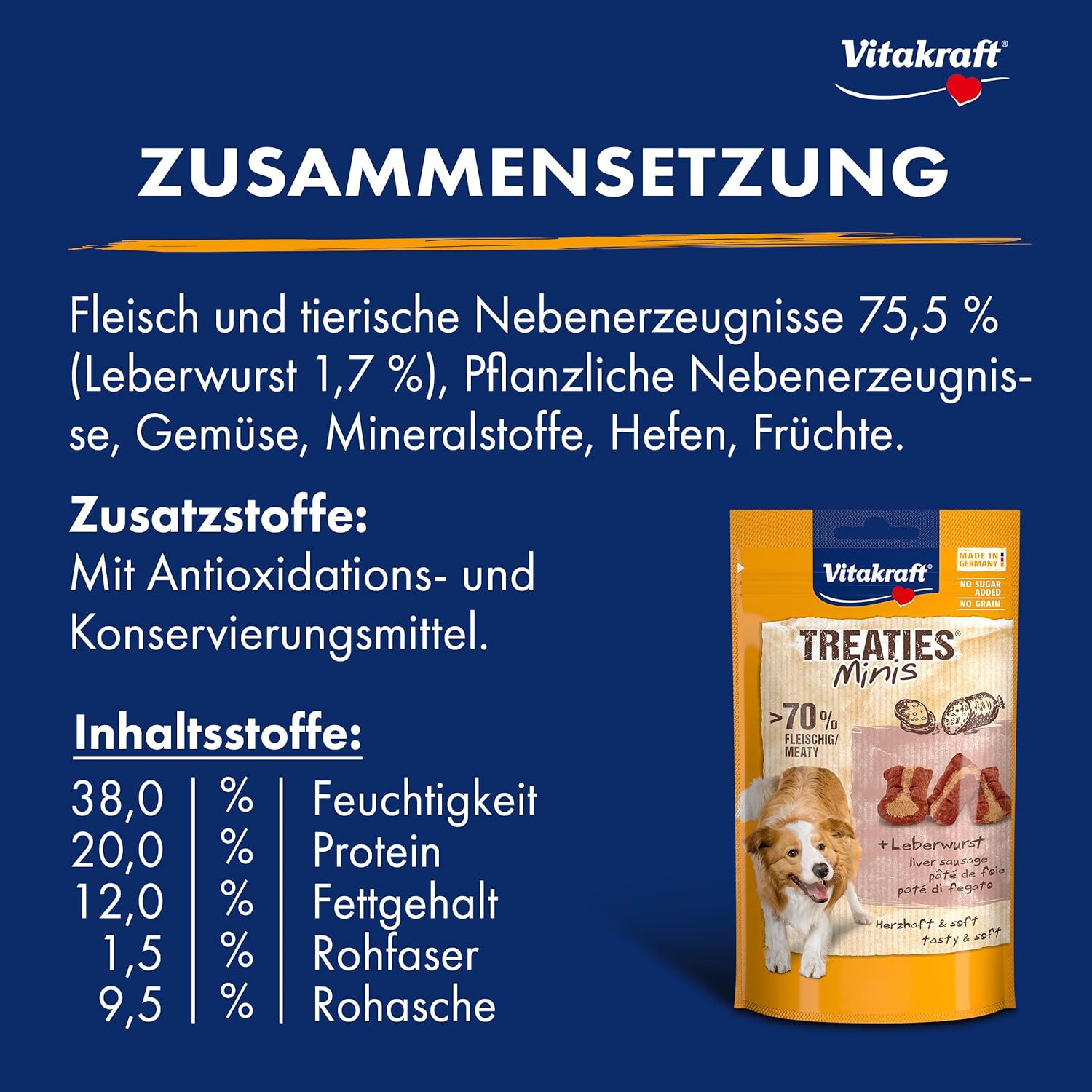 Detalle 2 de Vitakraft Treaties Minis Hundeleckerli mit Leberwurst-Geschmack – 8×48 g