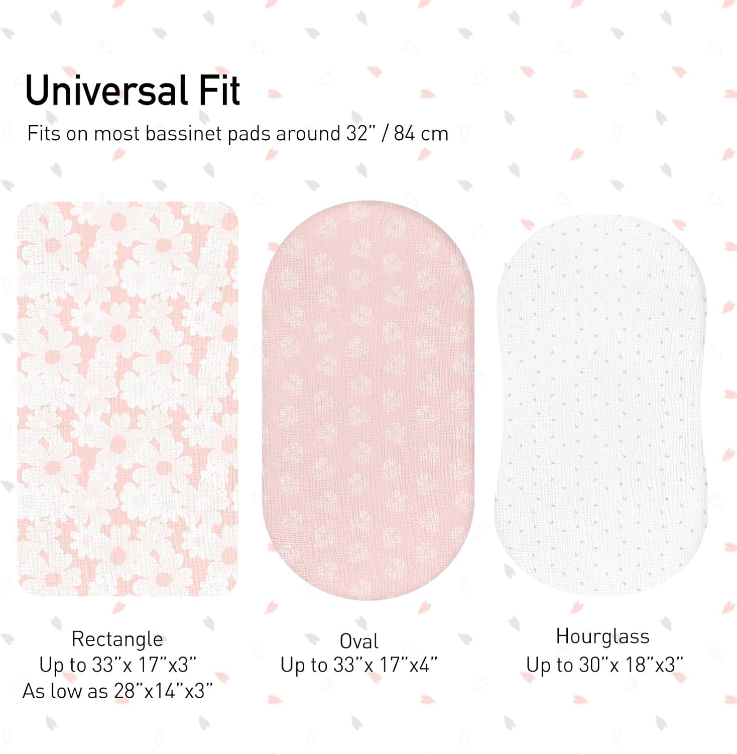 Detalle 2 de GLLQUEN BABY Pink Muslin Cotton Fitted Sheet Set (3 Pack) – 83 x 43 cm