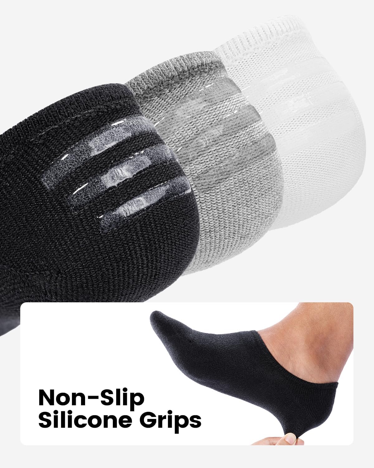 Thumbnail 3 de IDEGG No Show Socks for Men (Low Cut, Ankle Short) with Non-Slip Grip — 6-Pair Pack
