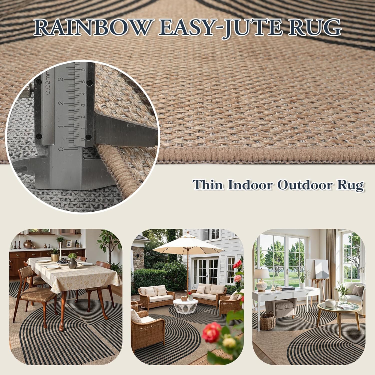 Thumbnail 2 de Lahome Enfys Modern Rainbow Easy Jute Carpet (8x10) – Indoor/Outdoor Non-Slip Rug
