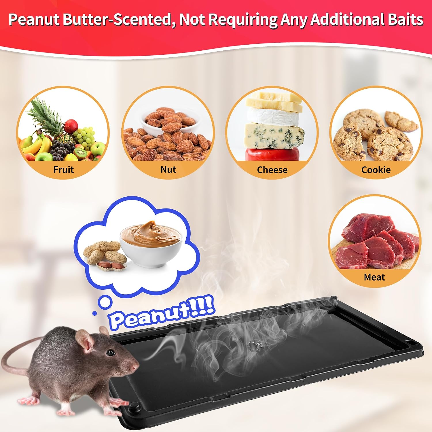 Detalle de LULUCATCH KMRTN-12PK Large Glue Mouse Traps, 12-Pack, Pre-Baited