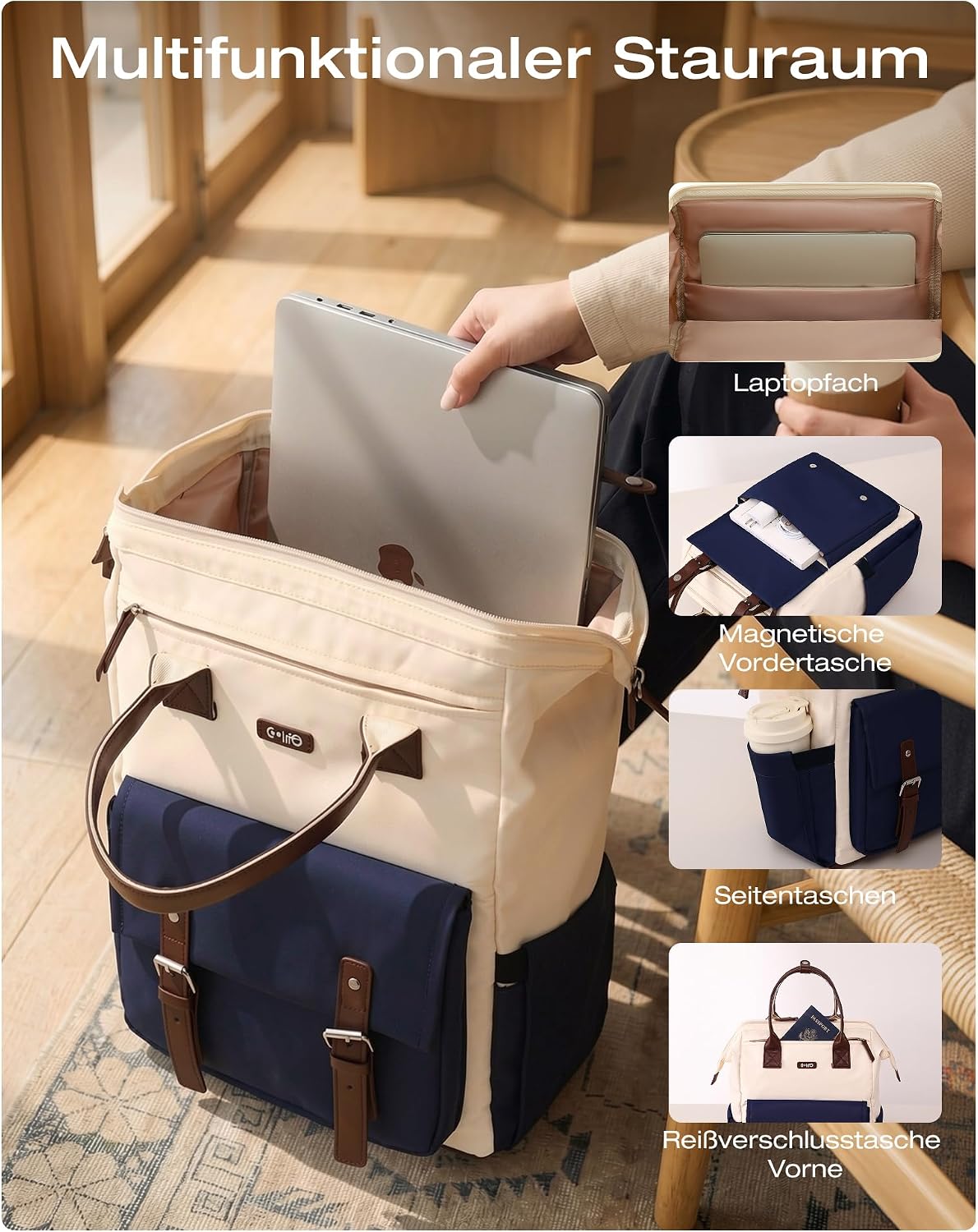 Detalle de COOLIFE laptoprugzak voor 15,6 inch, 24 liter, 44 x 30 x 18 cm