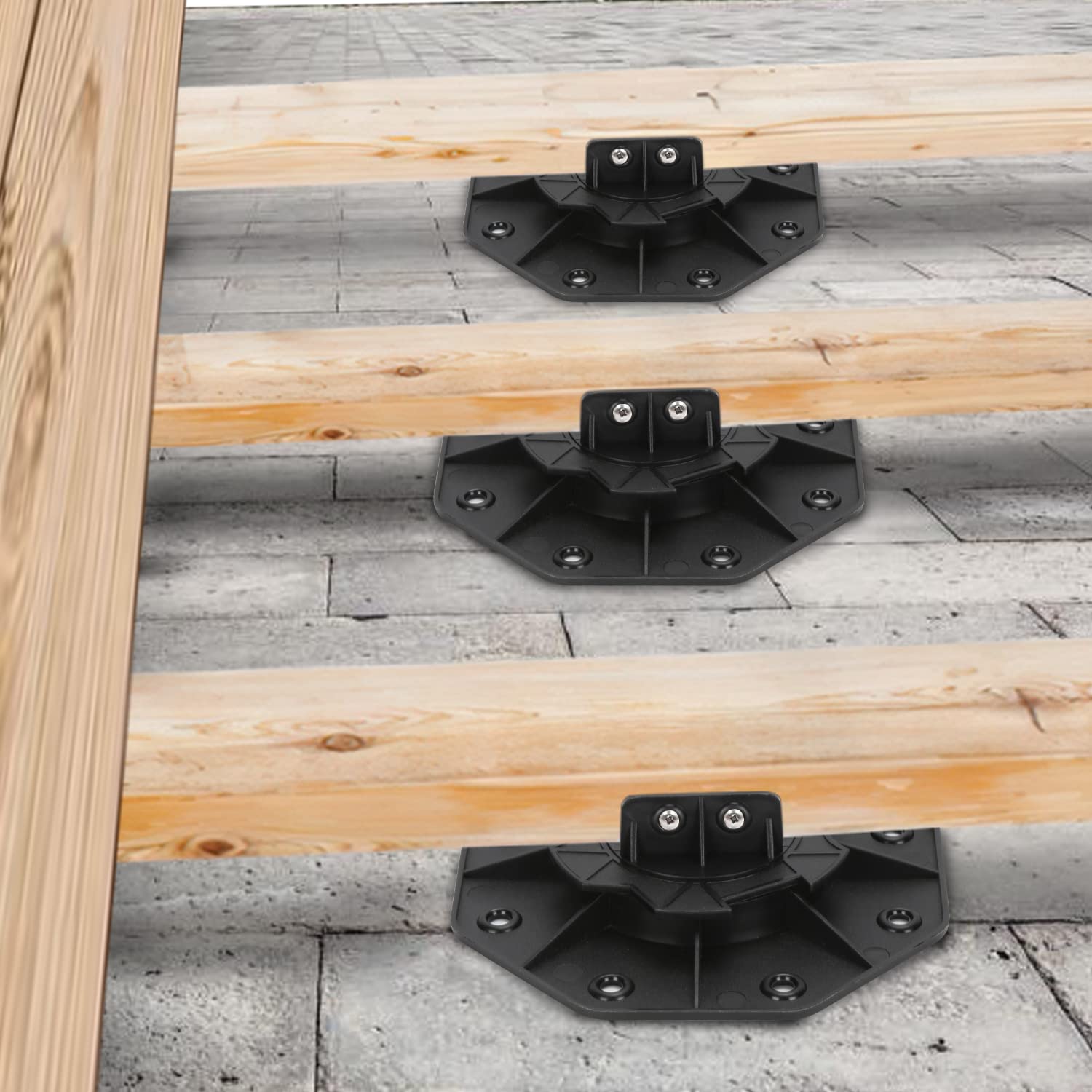 Thumbnail 2 de Daromigo Stelzlager Terrassenlager 50 Stück, höhenverstellbar 60–140 mm (Stellfüße) für Terrassenplatten/WPC