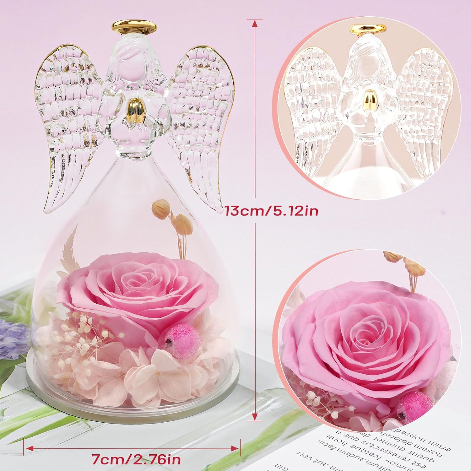 Detalle 2 de Miofula Ewige Rose Engel Geschenk 3–5 Jahre 🌹
