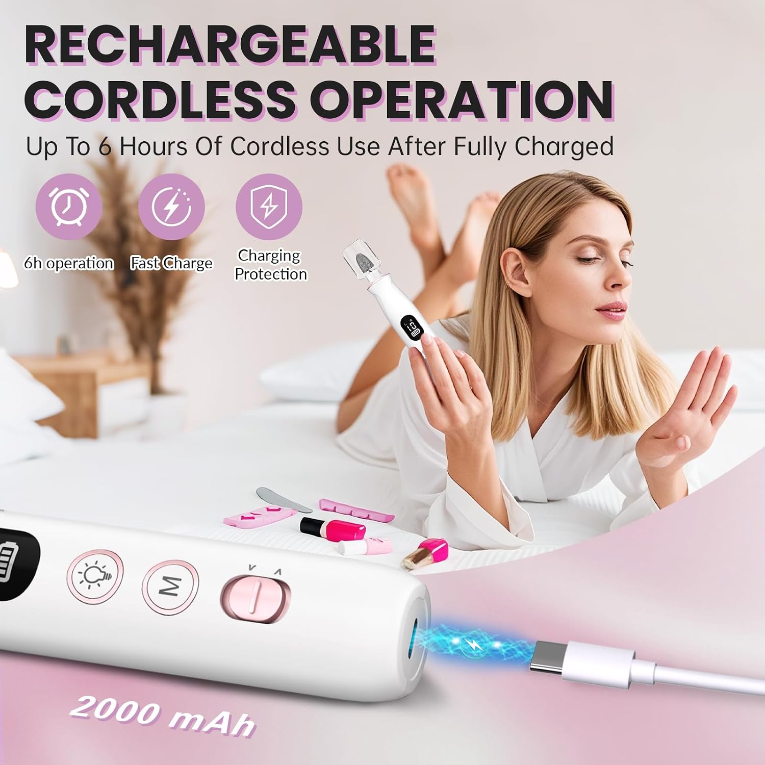 Thumbnail 2 de Electric Nail Drill 12-in-1 Cordless Kit for Professional Nail Care