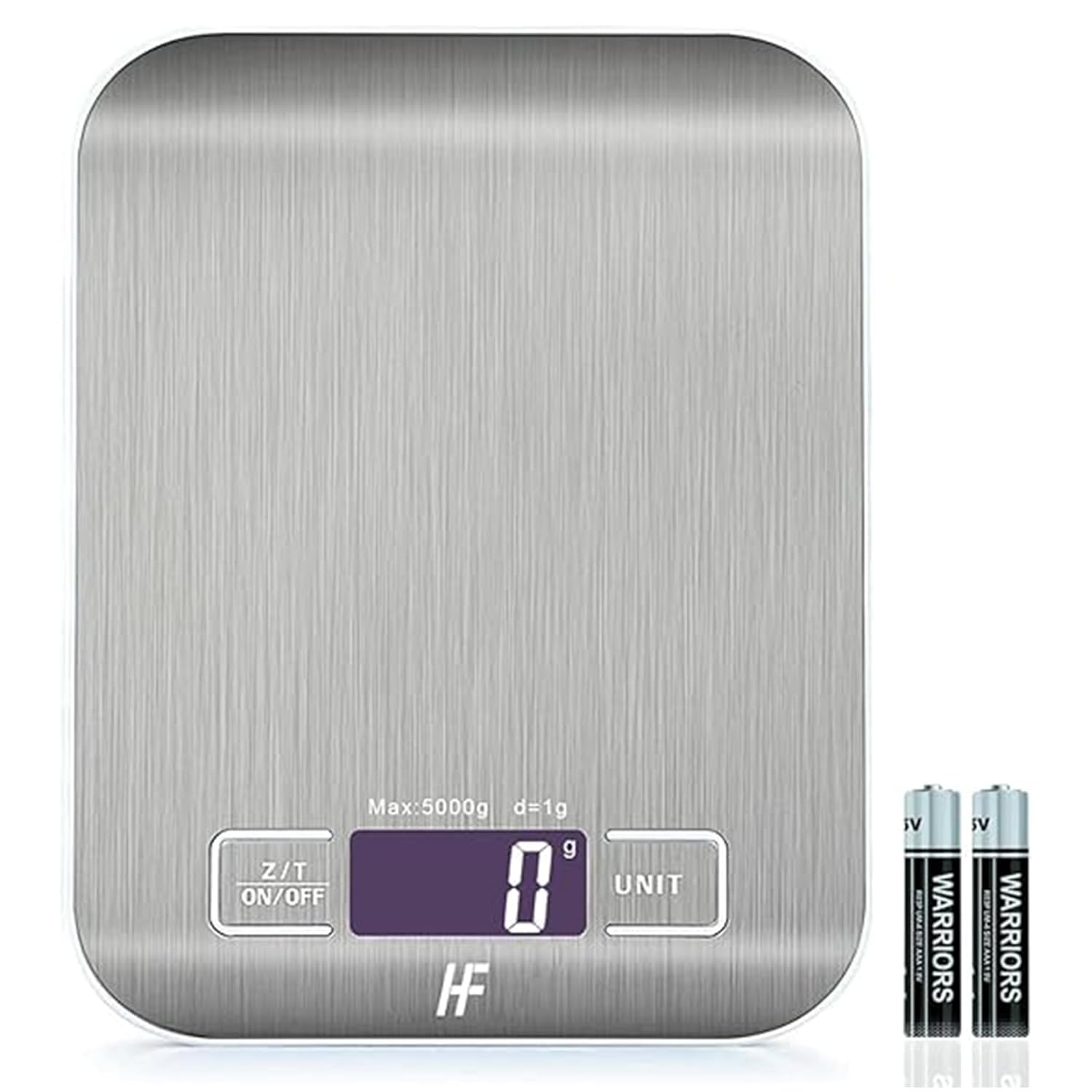 Detalle de HomeFashion Digitale Küchenwaage bis 5 kg mit 1 g Schritt – Edelstahlplattform & LED-Display