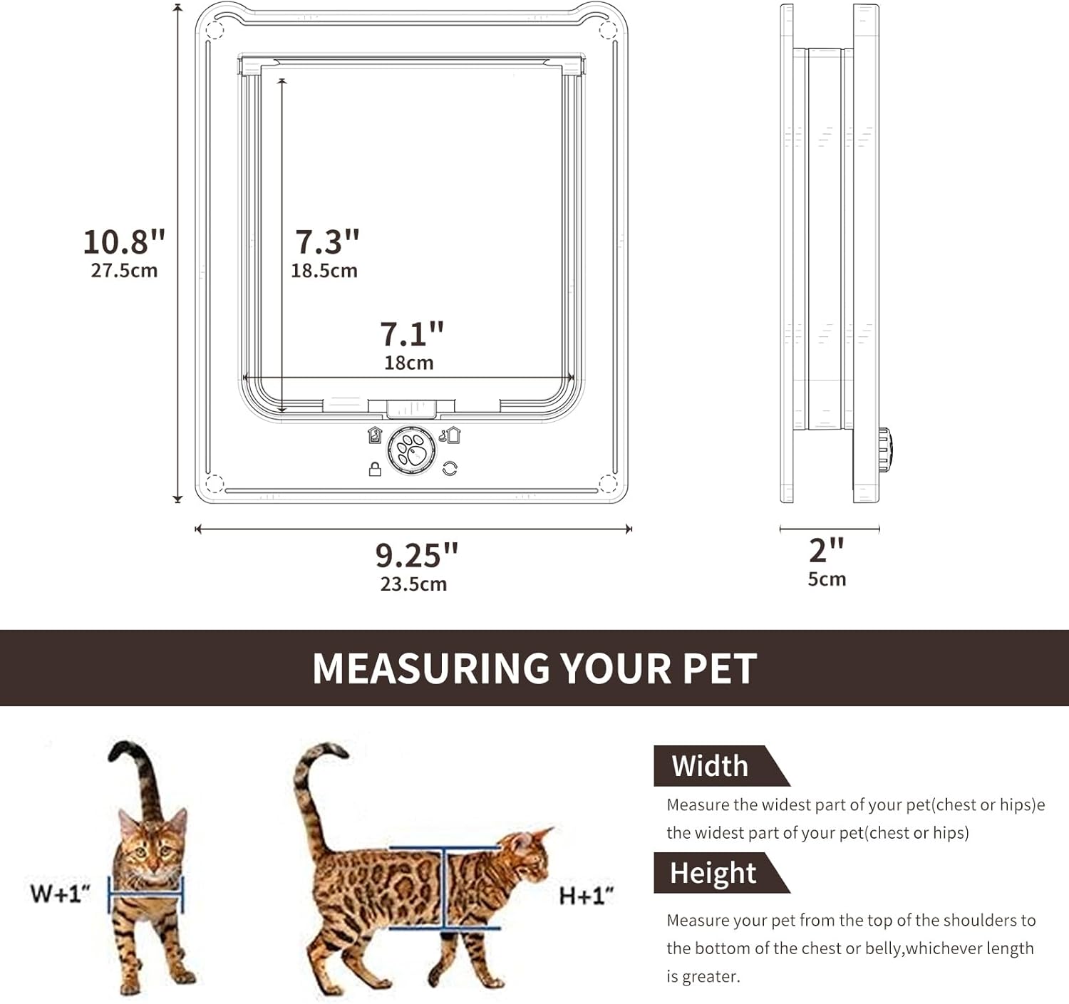 Detalle de PETLESO Large Cat Flap for Wooden/UPVC/Interior Doors (9.25" x 10.8"), 4-Way Locking