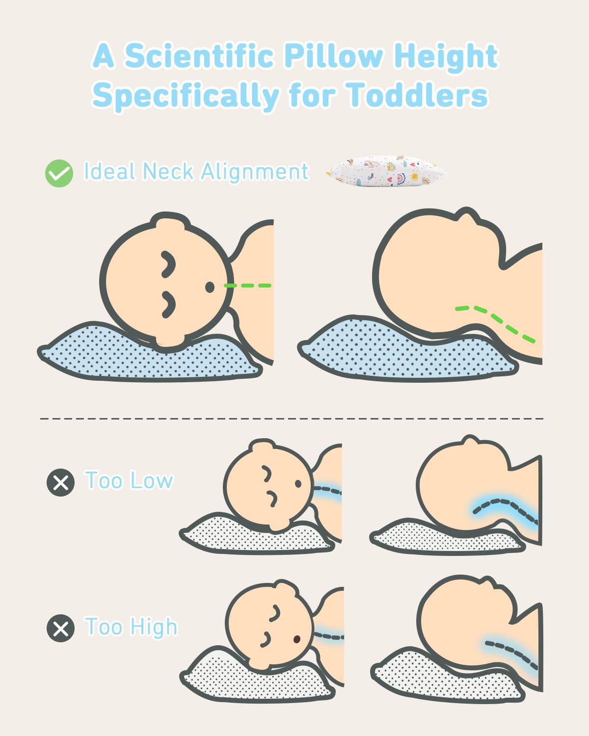 Detalle 2 de Babebay 13 x 18 Toddler Pillow with Cotton Case, Machine Washable