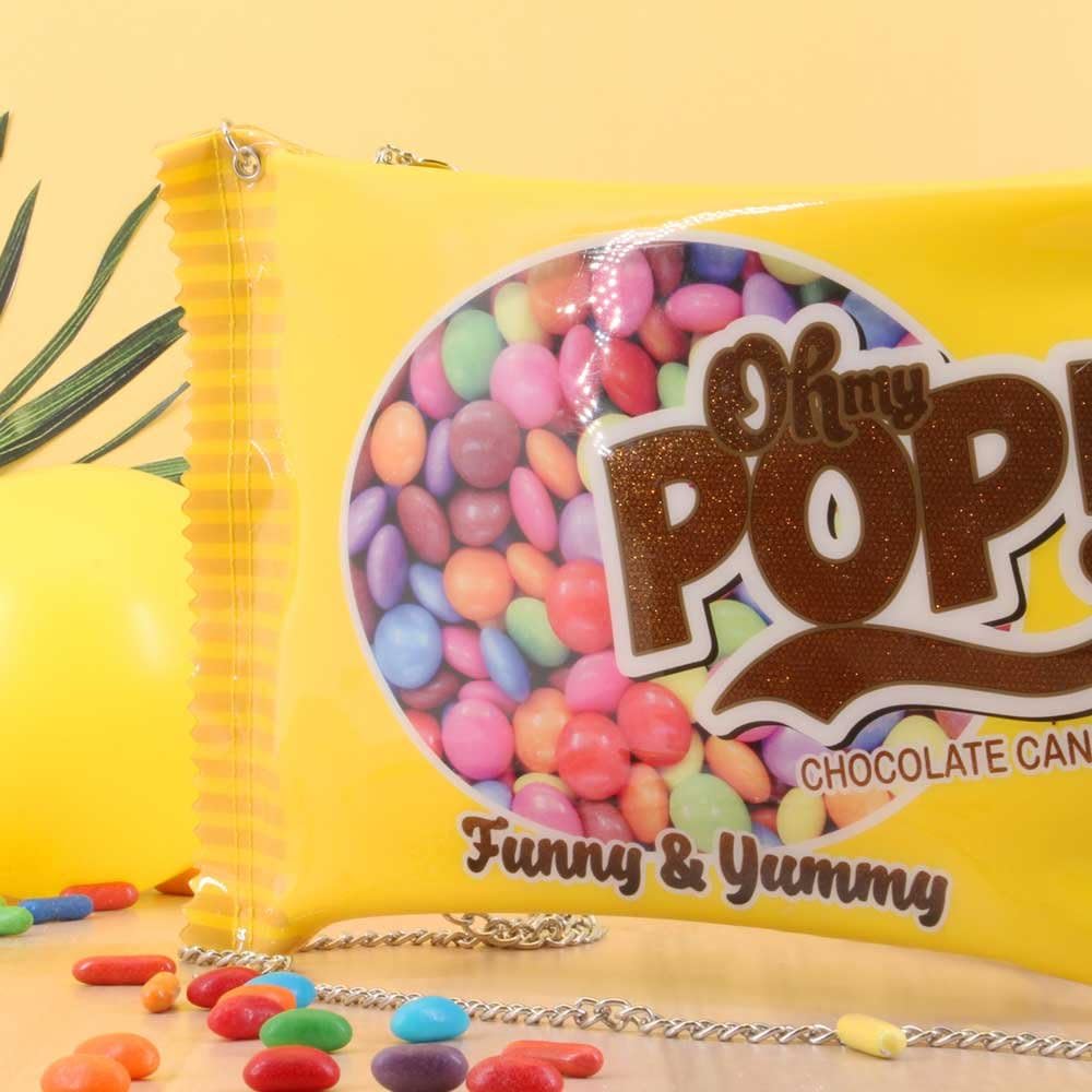 Detalle 1 de Oh My Pop! Chococandy - Sac à Bandoulière Chaîne, Jaune