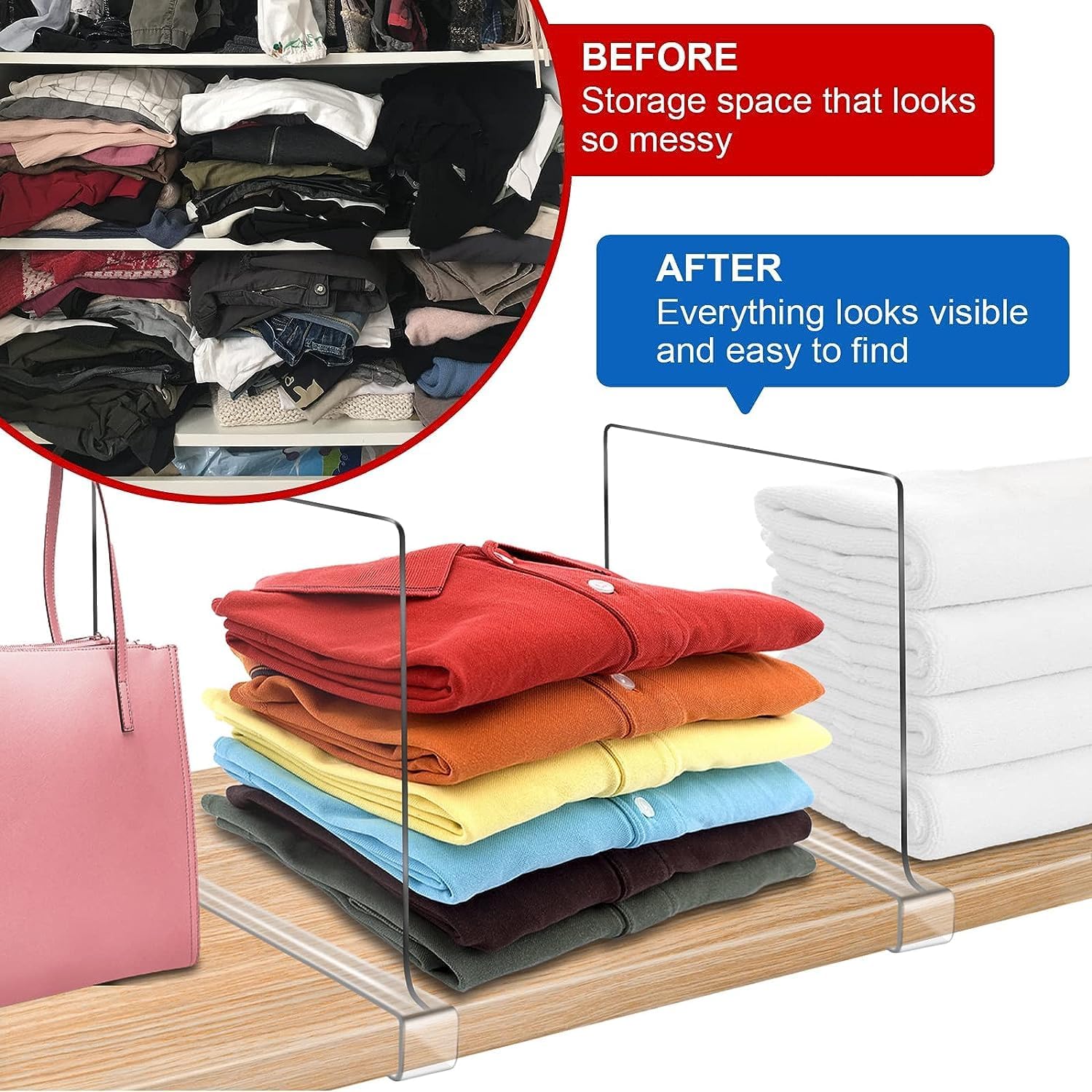 Detalle 2 de Acrylic Shelf Dividers for Closet Organization