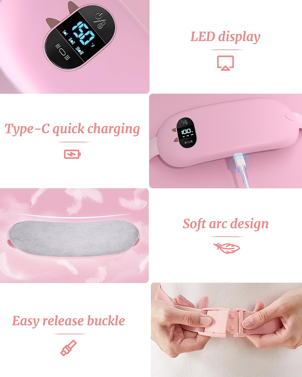 Thumbnail 6 de Heat Pad for Period Pain Relief – Upgraded 6 Heat Massage Modes Electric Fast Heating Belt (USB rechargeable)