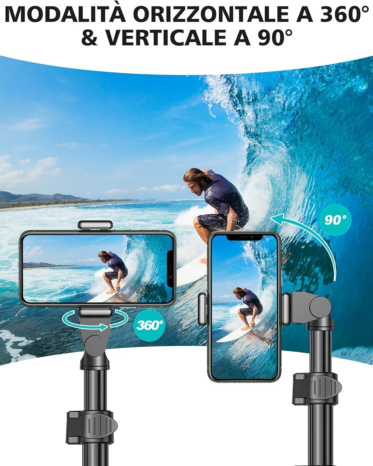 Thumbnail 4 de CIRYCASE 142cm/55.9" Treppiede Smartphone Estensibile All-In-1 con Telecomando Bluetooth
