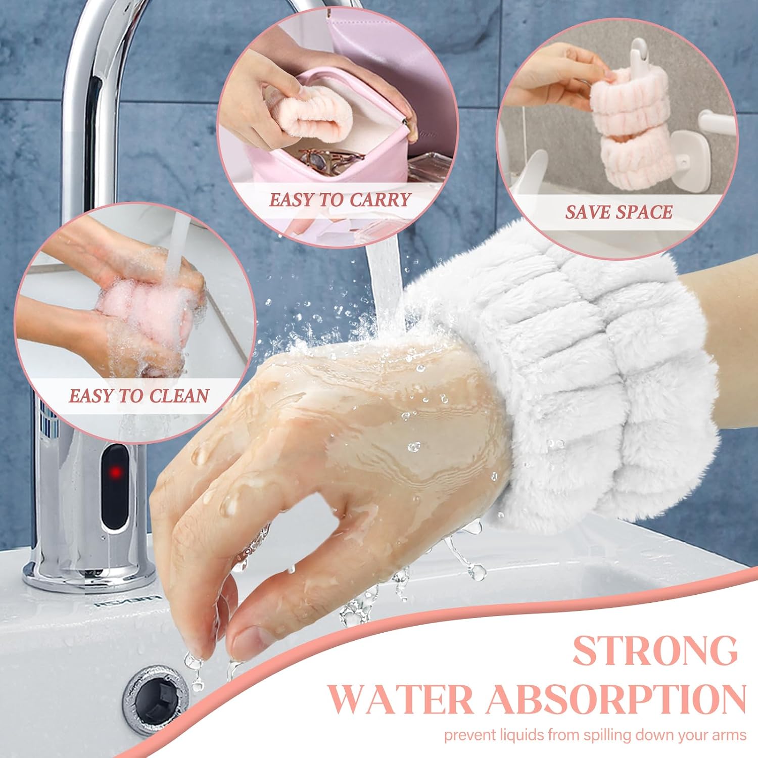 Thumbnail 3 de Crosize Wrist Bands for Face Washing (8 Pack)