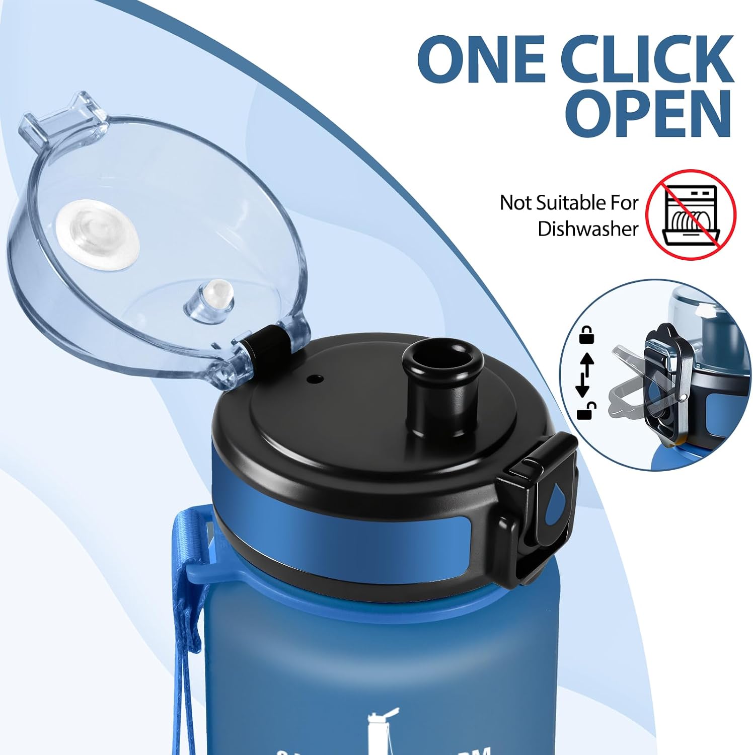 Detalle de Motswedi Borraccia riutilizzabile 1,5 litri per sport e ufficio 🚰