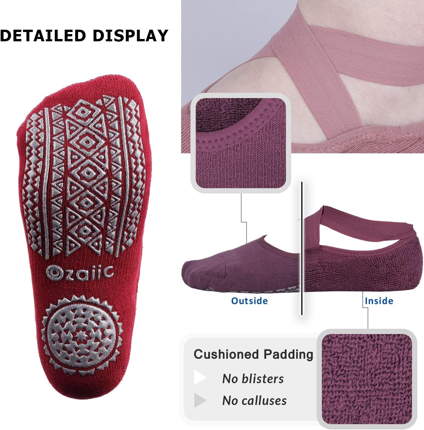 Thumbnail 6 de Ozaiic Yoga Socks for Women with Grips – Non-Slip Five Toe Ballet‑Inspired Socks