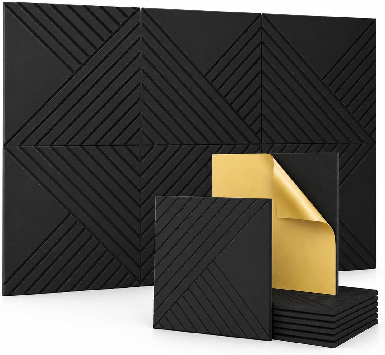 Detalle de Temgcuam DB01 Acoustic Wall Panels, 6-Pack, Peel-and-Stick, 60 x 40 in Coverage