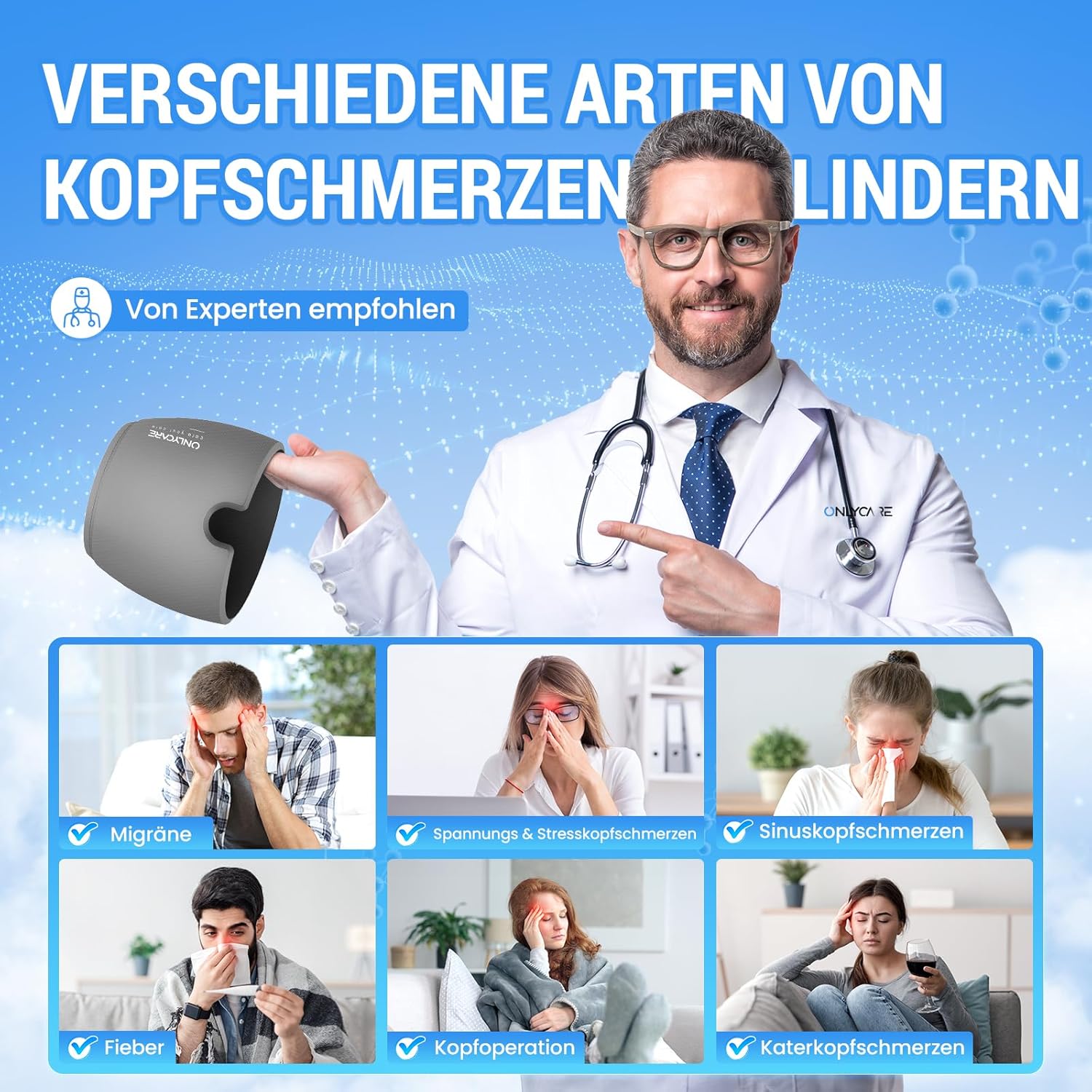 Detalle 1 de ONLYCARE Migräne Maske für Kühlpads 25%
