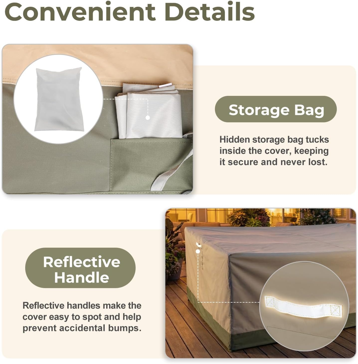 Detalle de BPS A484-PKIGN-CAFL0 Patio Furniture Cover, 600D Waterproof and Anti-UV