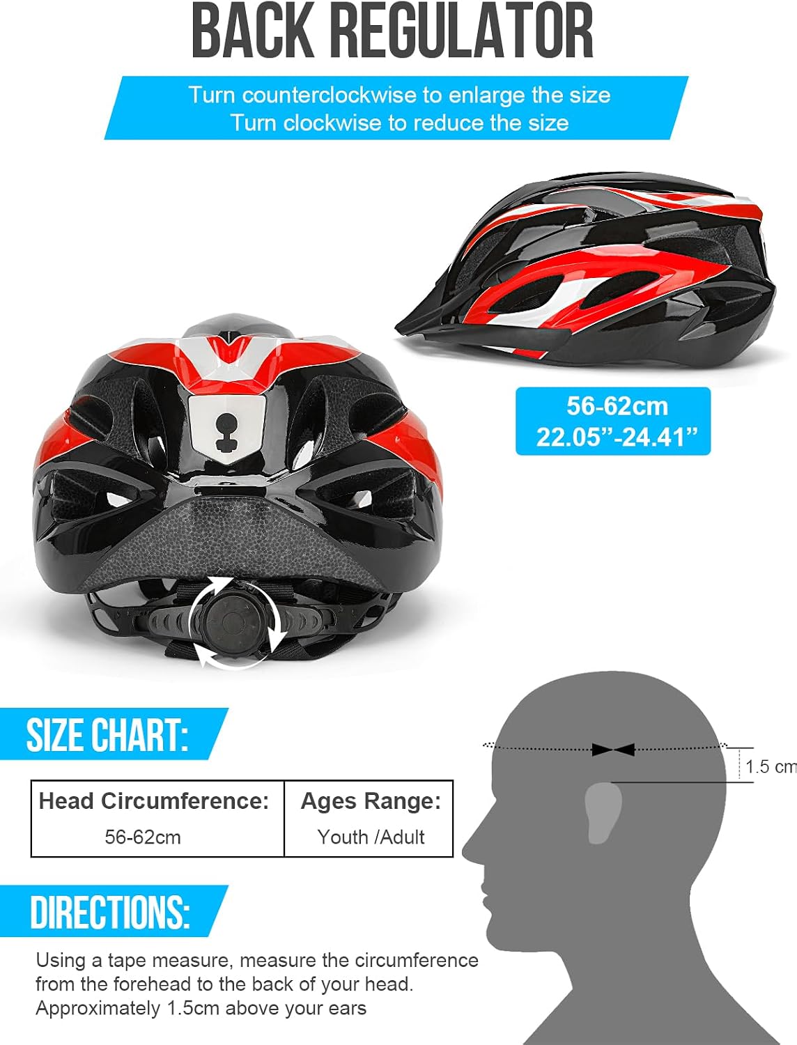 Thumbnail 5 de Cycle helmet with LED light 58-62cm
