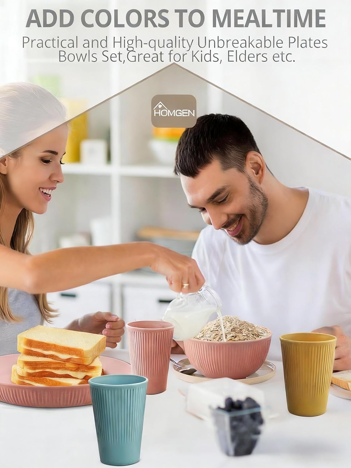 Thumbnail 5 de HOMGEN 12Pcs Plastic Plates and Bowls set — reusable party crockery 🍽