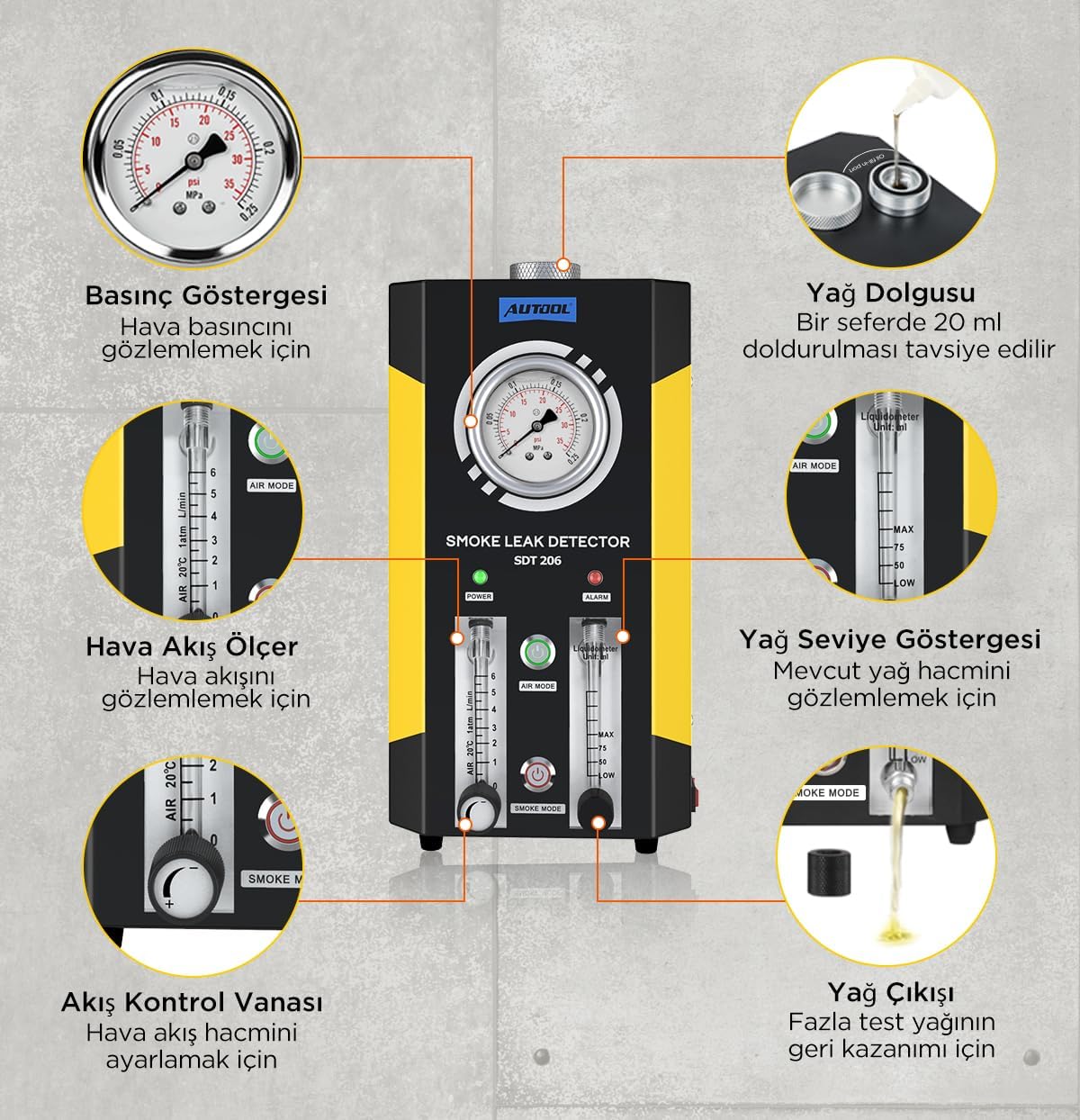 Thumbnail 5 de AUTOOL SDT206 Automotive Smoke Machine EVAP & Vacuum Leak Detector (12V)
