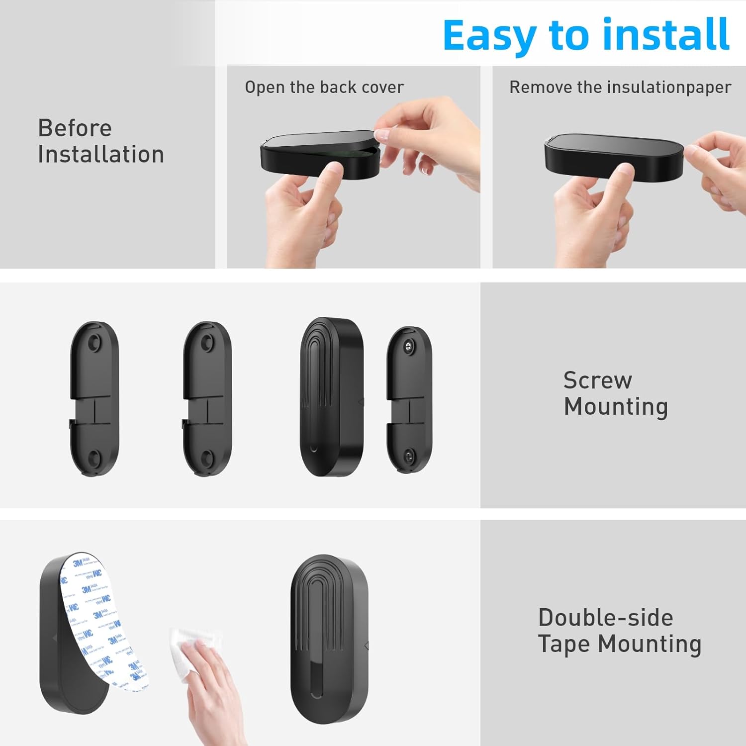 Thumbnail 6 de SANJIE wireless door alarm sensor chime (black) with 500ft range, 55 ringtones and 1 UK plug receiver