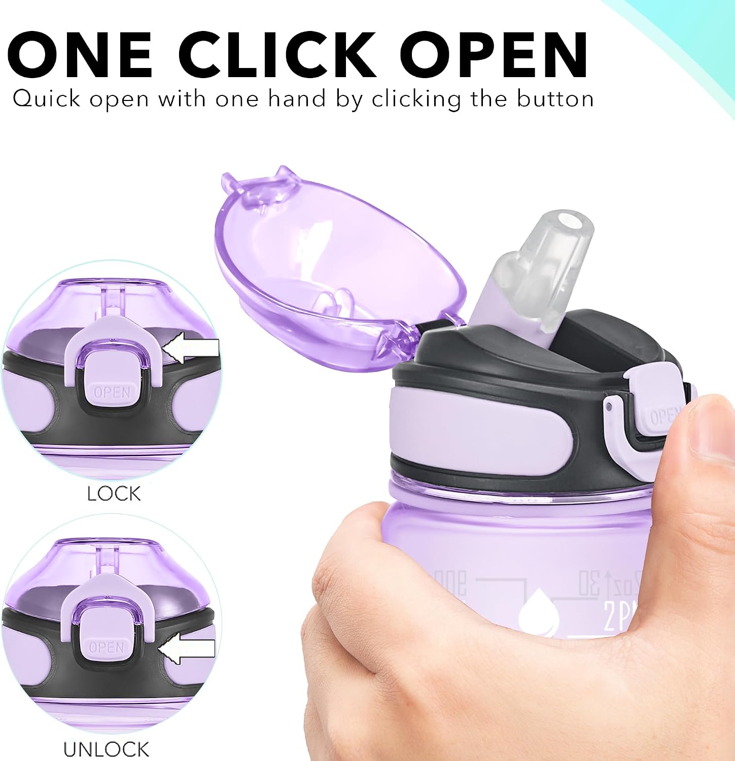 Detalle 2 de Enerbone 32 oz Water Bottle with Straw, Time Markers and Carrying Strap