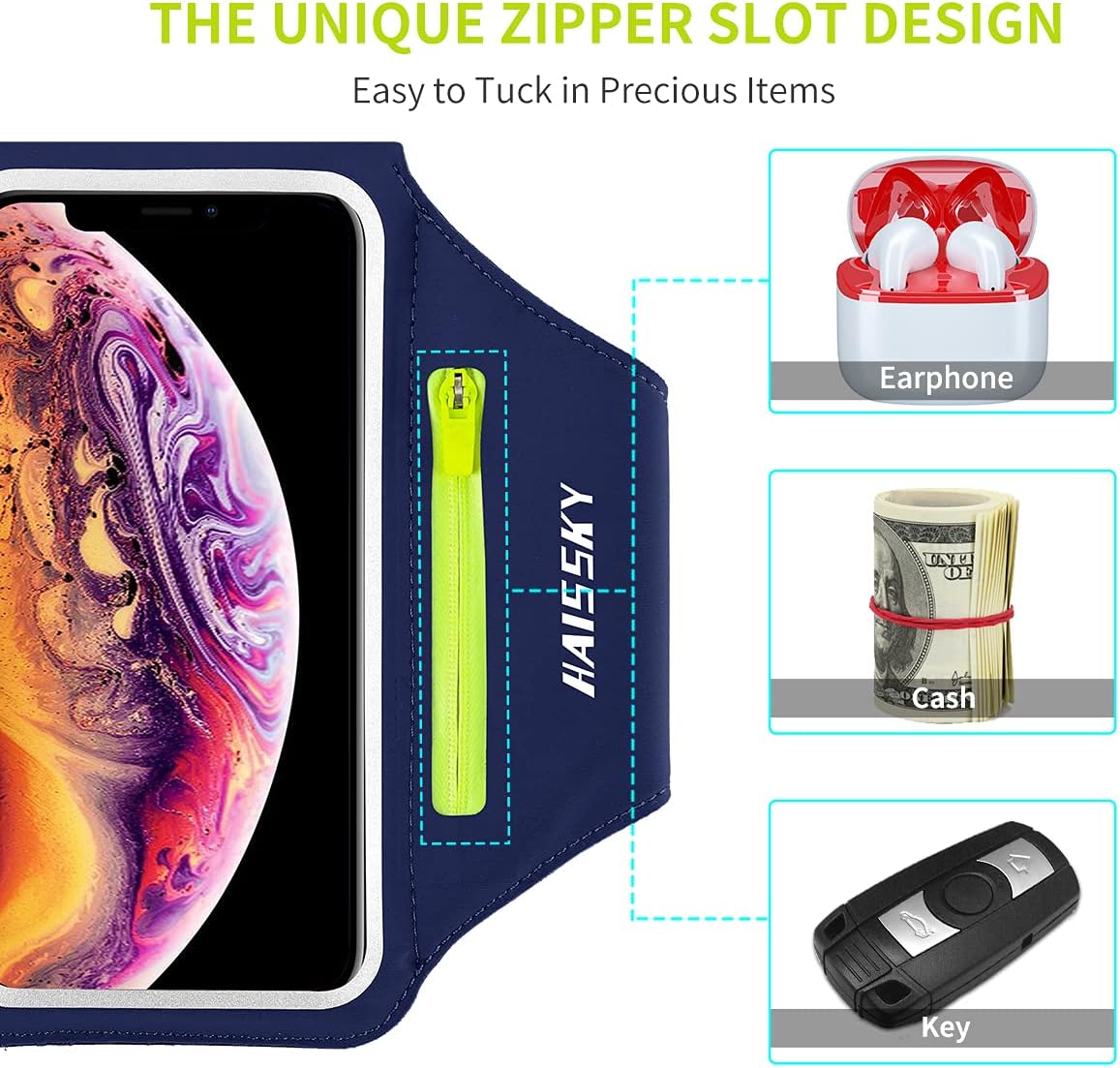 Detalle de Guzack Sportarmband: Universal Jogging-Armband für iPhone & Co. bis 6,9 Zoll