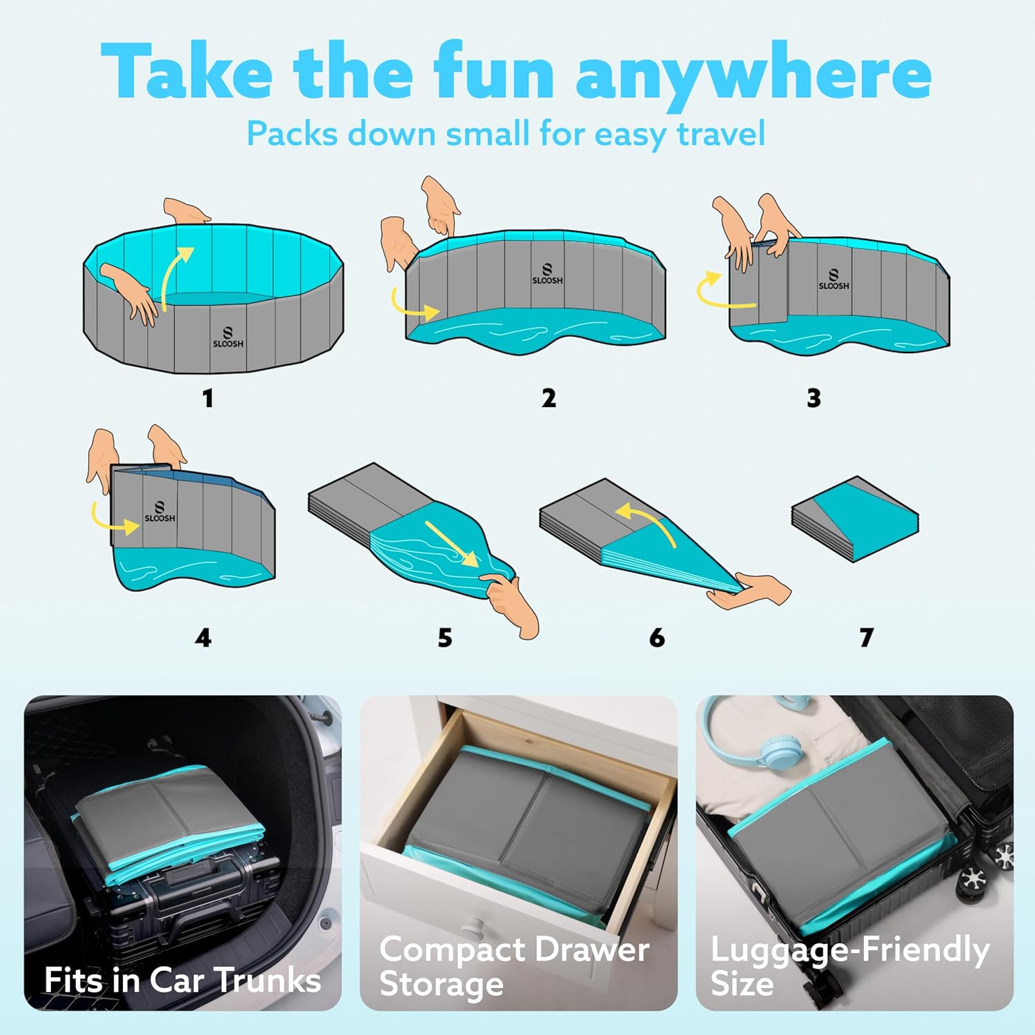 Detalle de SLOOSH Foldable Dog Kiddie Pool: Portable Hard Plastic Doggie Pool for Indoor or Outdoor Use