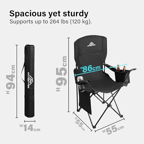 Thumbnail 1 de Vivo Technologies Set of 2 Folding Camping Chairs with Built-in Cooler Bags
