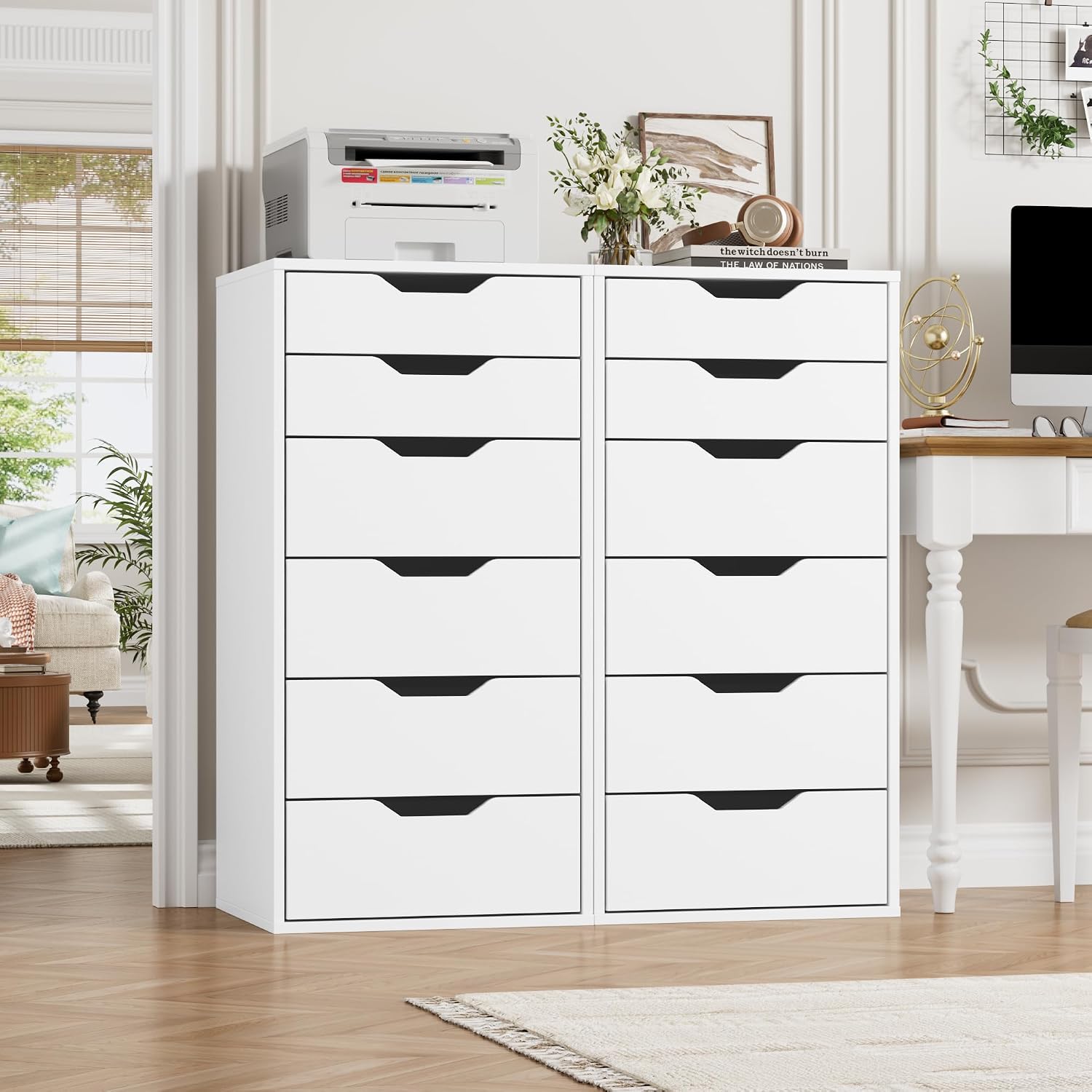 Detalle de FOREHILL M279 6-Drawer Chest of Drawers, White, 45 x 40 x 90.5 cm