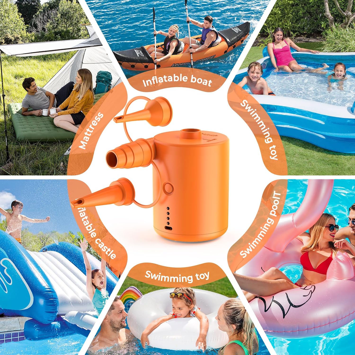 Detalle 2 de Electric Air Pump Portable Rechargeable: 4000mAh 50W Fast Inflating Mini Pump for Inflatable Beds, Pools and More