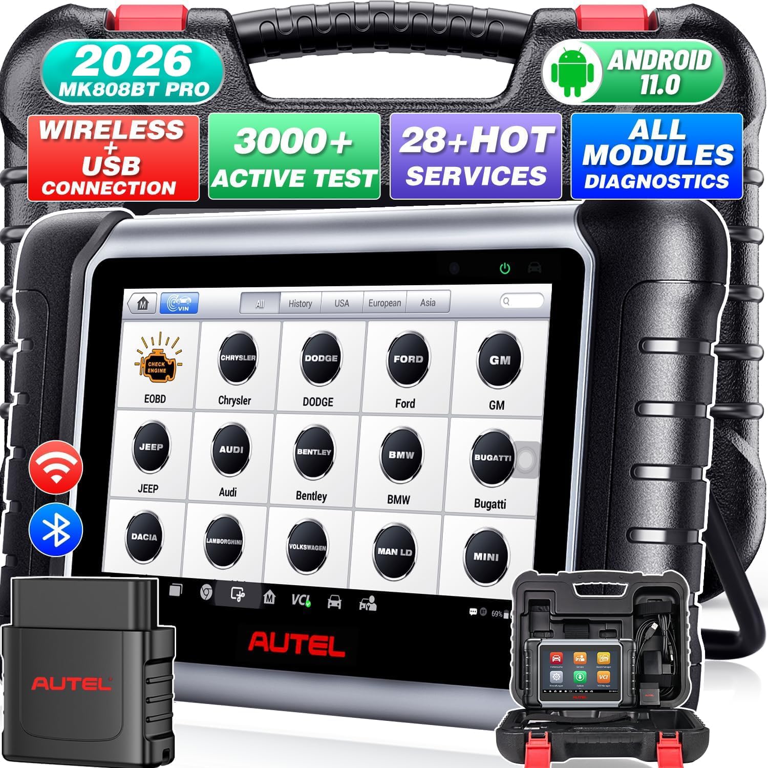 Detalle de Autel MaxiCOM MK808BT PRO 3000+ tests