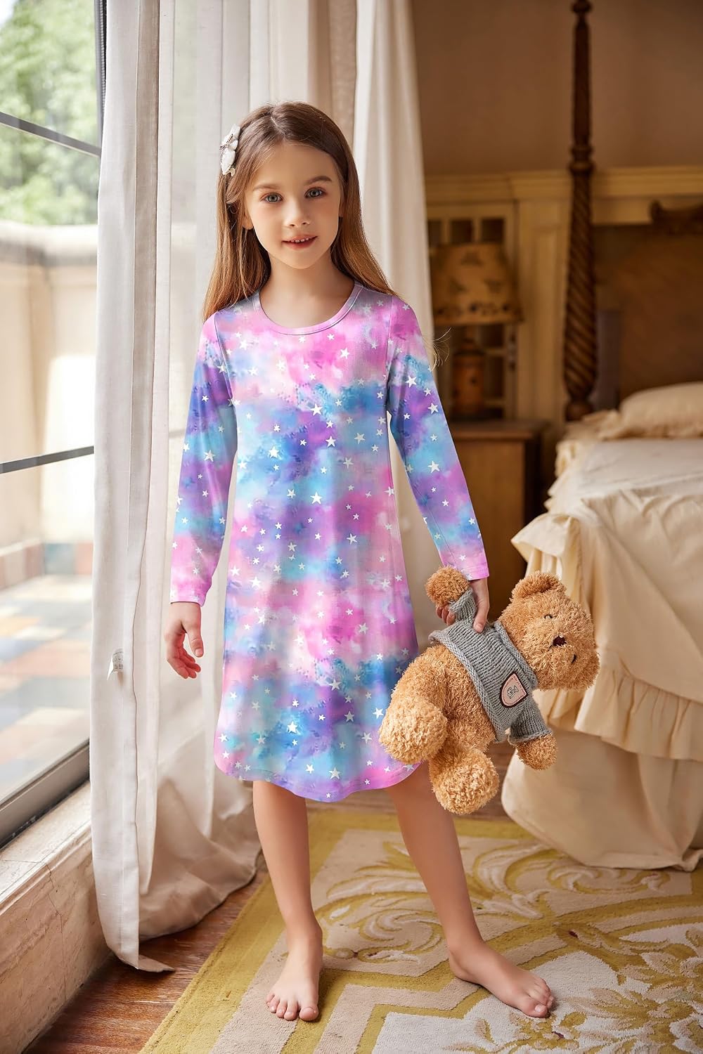 Detalle 2 de Arshiner Ragazza Camicia da Notte Maniche Lunghe