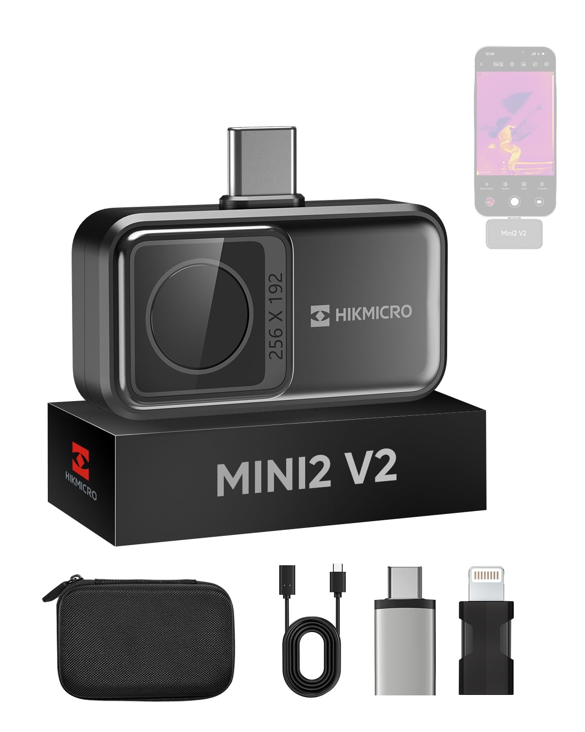 Detalle de HIKMICRO Mini2 V2 Thermal Camera, 256 × 192 IR, SuperIR and 50° Lens