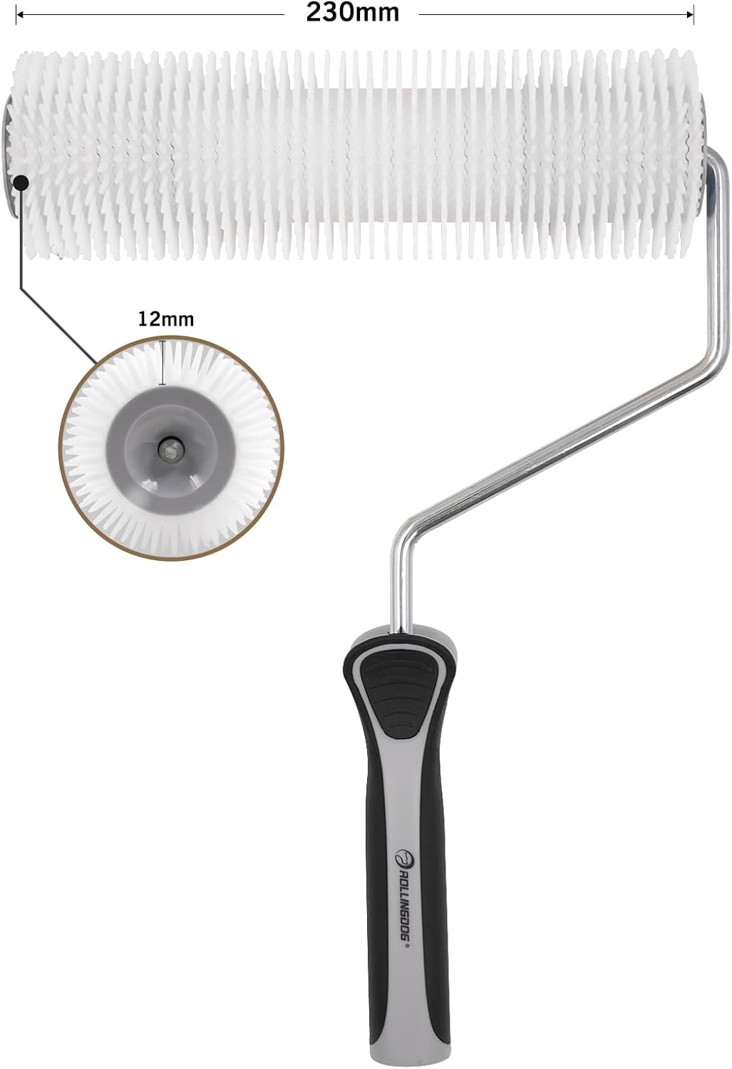Detalle de ROLLINGDOG 230mm Spiked Roller with 12mm Teeth for Self Leveling Epoxy