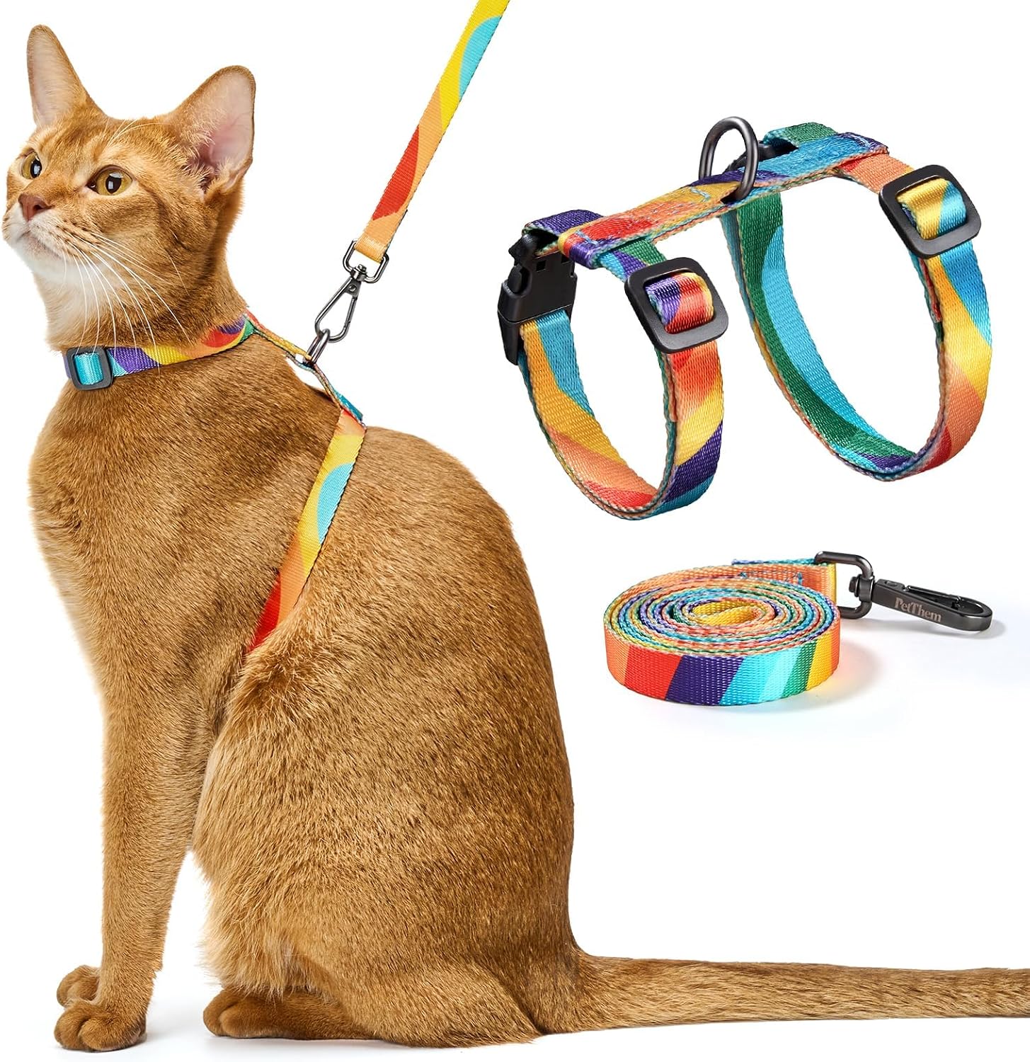 Thumbnail 6 de PetThem Adjustable Cat Harness and Leash Set Escape Proof (Black)