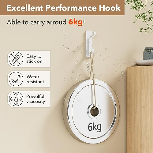 Detalle de pickpiff Ganchos Adhesivos para Pared resistentes hasta 6 kg (sin taladrar), blanco, 4 piezas
