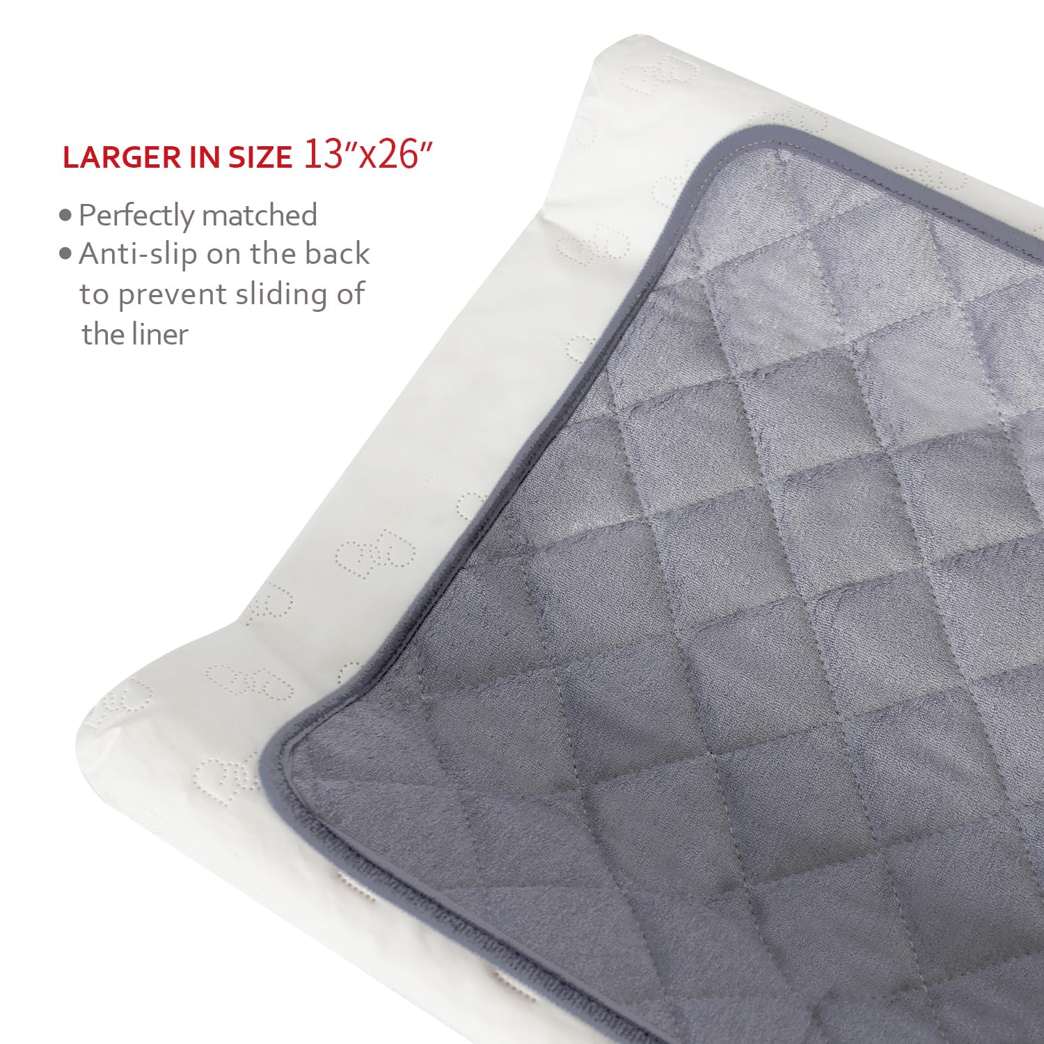 Detalle de Moonsea Diaper Changing Pad Liners, 3-Pack, Gray, Waterproof Terry, 13 x 26 in