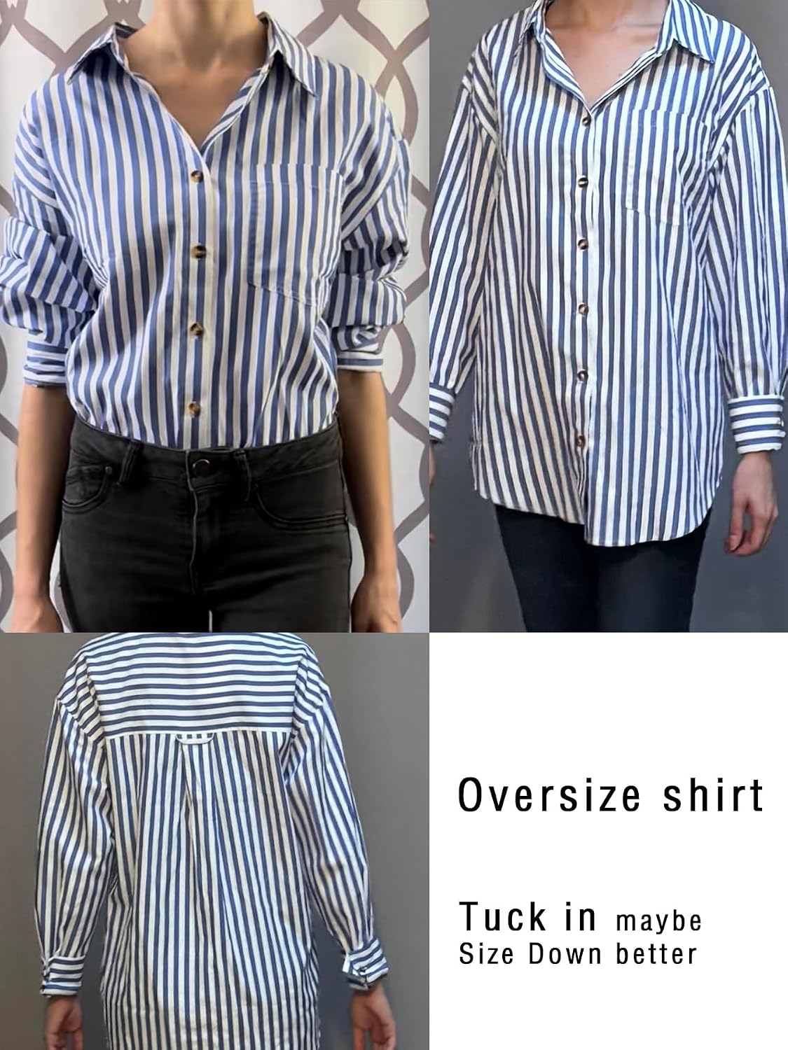 Detalle 2 de Dressmine striped oversized shirt blouse