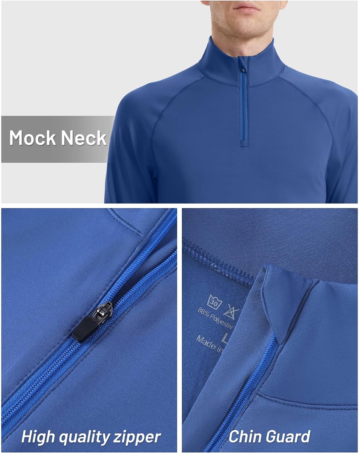 Detalle 2 de Runhit Men's Quarter-Zip Fleece Pullover