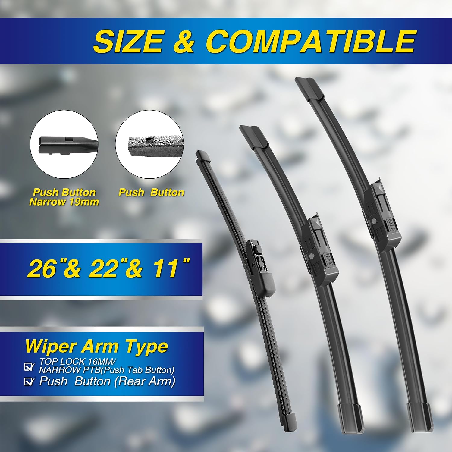 Thumbnail 1 de 5 PLUS® Silicone Windshield Wipers Set of 3
