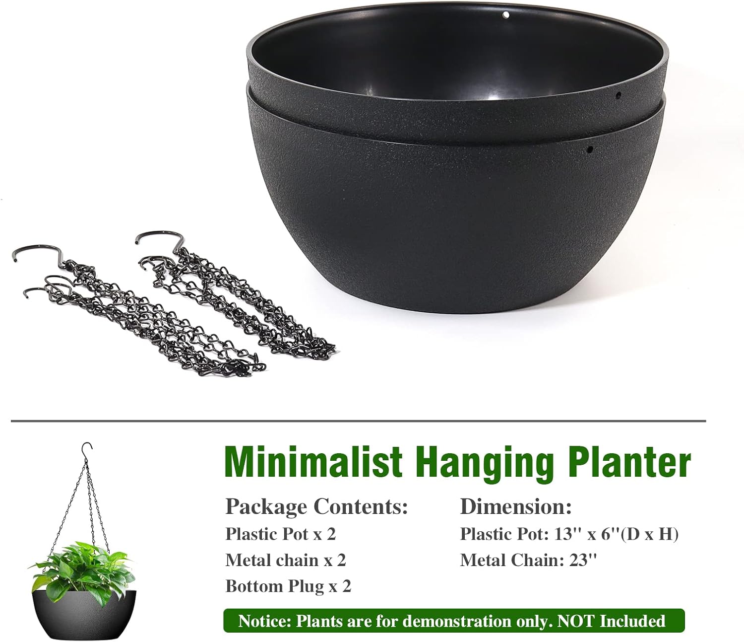 Thumbnail 3 de WSMKSZ Hanging Planters 13-Inch